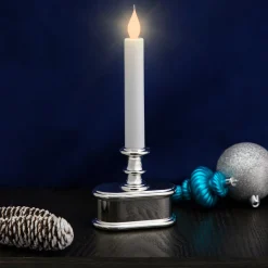 Northlight 9.25" Pre-Lit Led White And Silver Lighted Christmas Candle Lamp