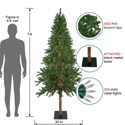 Northlight 7 And 7.5 Feet Tall>7' Pre-Lit Medium Alpine Artificial Christmas Tree, Clear Lights