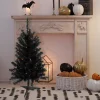 Northlight Black Trees>3' Pre-Lit Medium Black Noble Spruce Artificial Halloween Tree, Orange Lights