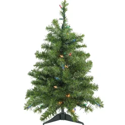 Northlight 2.5 Feet Tall And Smaller>2' Pre-Lit Medium Canadian Pine Artificial Christmas Tree- Multi Lights, Green Wire