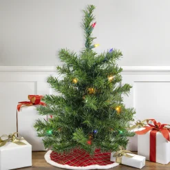 Northlight 2.5 Feet Tall And Smaller>18" Pre-Lit Medium Canadian Pine Artificial Christmas Tree - Multicolor Lights