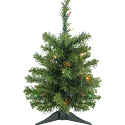 Northlight 2.5 Feet Tall And Smaller>18" Pre-Lit Medium Canadian Pine Artificial Christmas Tree - Multicolor Lights
