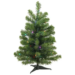 Northlight 2.5 Feet Tall And Smaller>2' Pre-Lit Medium Canadian Pine Artificial Christmas Tree, Multicolor Lights