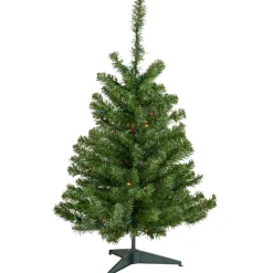 Northlight 3 And 3.5 Feet Tall>3' Pre-Lit Medium Canadian Pine Artificial Christmas Tree, Multicolor Lights