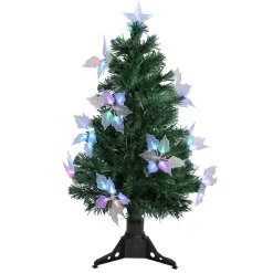 DAK 3 And 3.5 Feet Tall>3' Pre-Lit Medium Fiber Optic Floral Artificial Christmas Tree - Multi-Color Lights