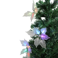 DAK 3 And 3.5 Feet Tall>3' Pre-Lit Medium Fiber Optic Floral Artificial Christmas Tree - Multi-Color Lights