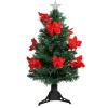 DAK 3 And 3.5 Feet Tall>3' Pre-Lit Medium Fiber Optic Red Poinsettias Artificial Christmas Tree - Multicolor Lights