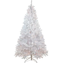 Northlight 7 And 7.5 Feet Tall>7' Pre-Lit Medium Flocked Artificial Christmas Tree, Clear Lights