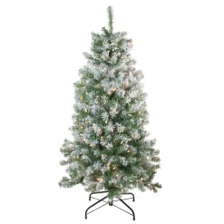 Northlight 4 And 4.5 Feet Tall>4.5' Pre-Lit Medium Flocked Winema Pine Artificial Christmas Tree - Clear Lights