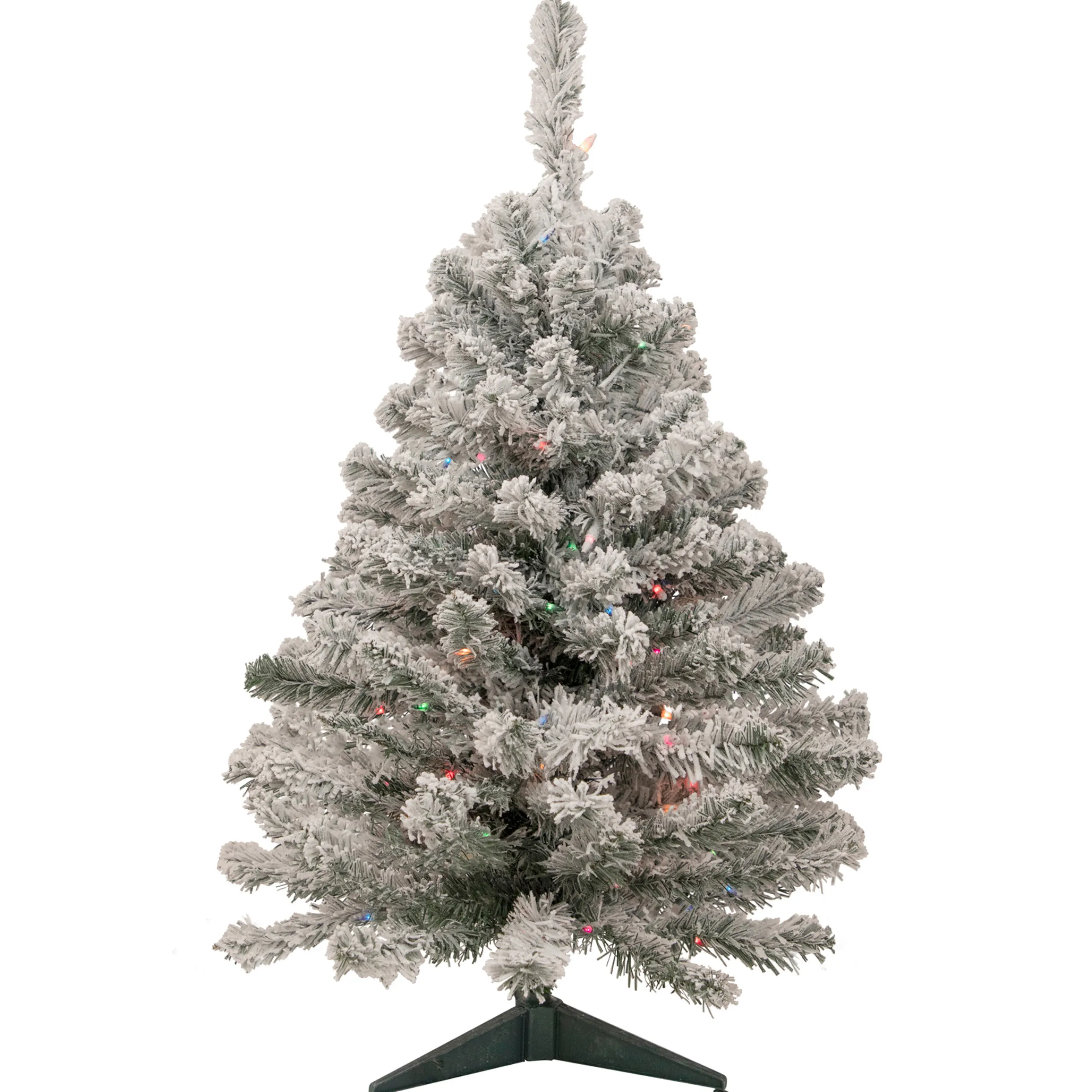 Northlight 3 And 3.5 Feet Tall>3' Pre-Lit Medium Heavily Flocked Madison Pine Artificial Christmas Tree, Multi Lights