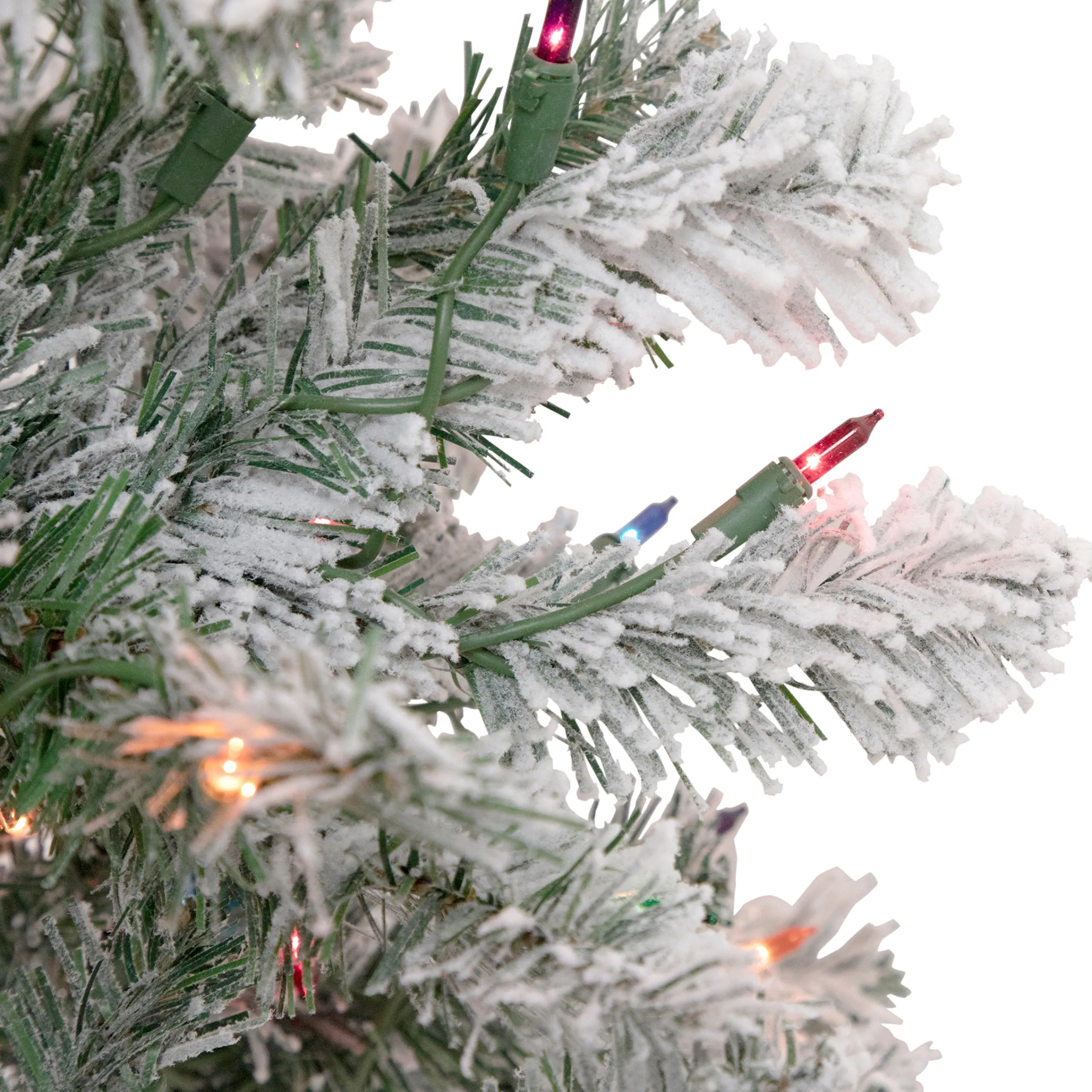 Northlight 3 And 3.5 Feet Tall>3' Pre-Lit Medium Heavily Flocked Madison Pine Artificial Christmas Tree, Multi Lights