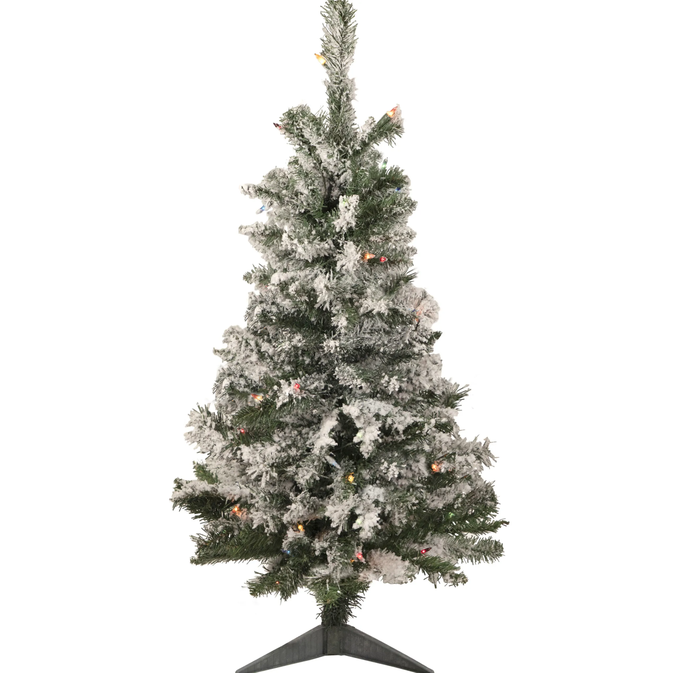 Northlight 3 And 3.5 Feet Tall>3' Pre-Lit Medium Heavily Flocked Artificial Christmas Tree - Multi-Color Lights
