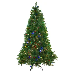 Northlight 6 And 6.5 Feet Tall>6.5' Pre-Lit Medium Huron Pine Artificial Christmas Tree - Multicolor Lights