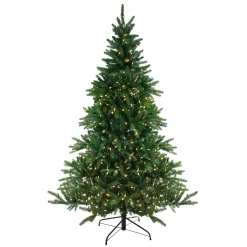 Northlight 6 And 6.5 Feet Tall>6.5' Pre-Lit Medium Instant-Connect Noble Fir Artificial Christmas Tree - Dual Led Lights