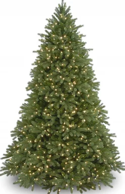 National Tree Company 9 And 9.5 Feet Tall>9' Pre-Lit Medium Jersey Fraser Fir Artificial Christmas Tree, White Lights
