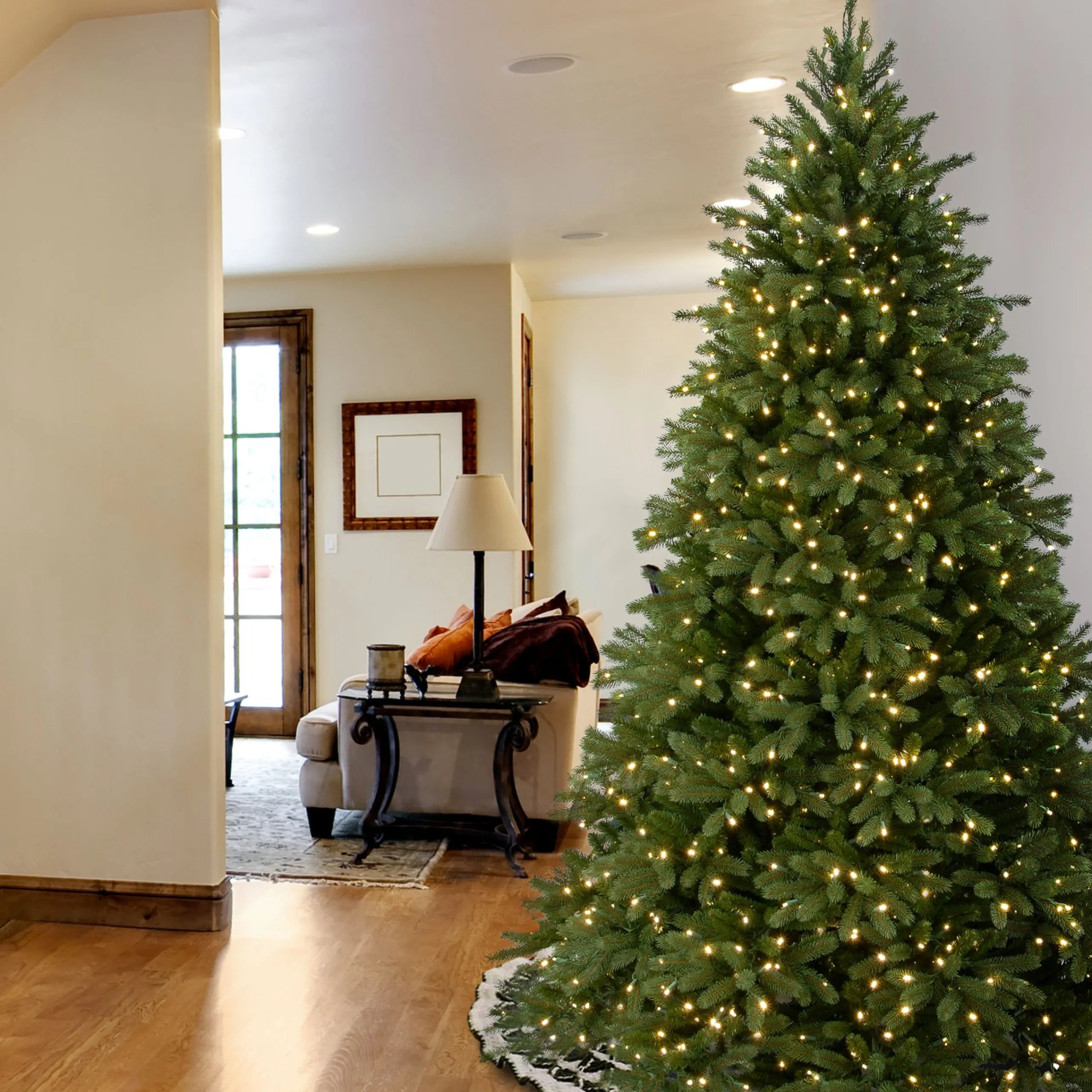National Tree Company 9 And 9.5 Feet Tall>9' Pre-Lit Medium Jersey Fraser Fir Artificial Christmas Tree, White Lights