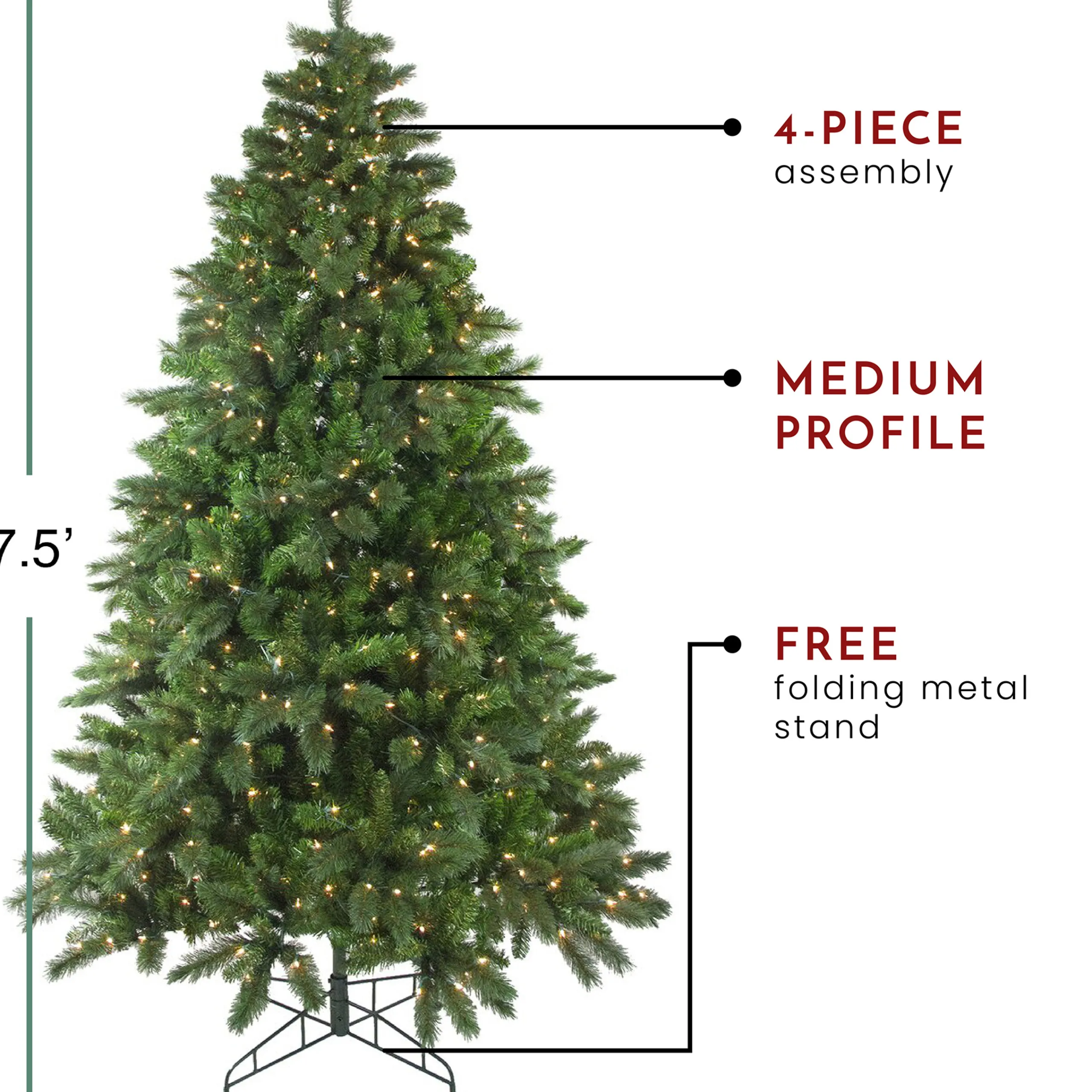 Northlight 7 And 7.5 Feet Tall>7.5' Pre-Lit Medium Mixed Scotch Pine Artificial Christmas Tree - Clear Lights