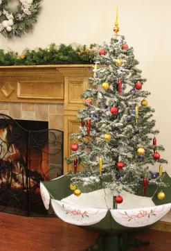 Northlight 5 And 5.5 Feet Tall>5.5' Pre-Lit Medium Musical Snowing Artificial Christmas Tree With Umbrella Base - Blue Led Lights