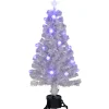 Northlight Fiber Optic Trees>4' Pre-Lit Medium White Iridescent Fiber Optic Artificial Christmas Tree, Blue Led Lights