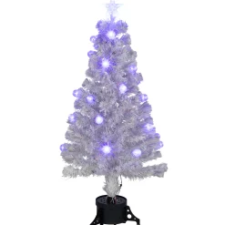 Northlight Fiber Optic Trees>4' Pre-Lit Medium White Iridescent Fiber Optic Artificial Christmas Tree, Blue Led Lights