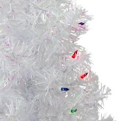 Northlight 2.5 Feet Tall And Smaller>2' Pre-Lit Medium White Iridescent Pine Artificial Christmas Tree - Multicolor Lights
