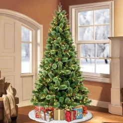 CC Christmas Decor Pre-Lit Traditional Trees>7.5' Pre-Lit Montana Pine Artificial Christmas Tree, Clear Lights