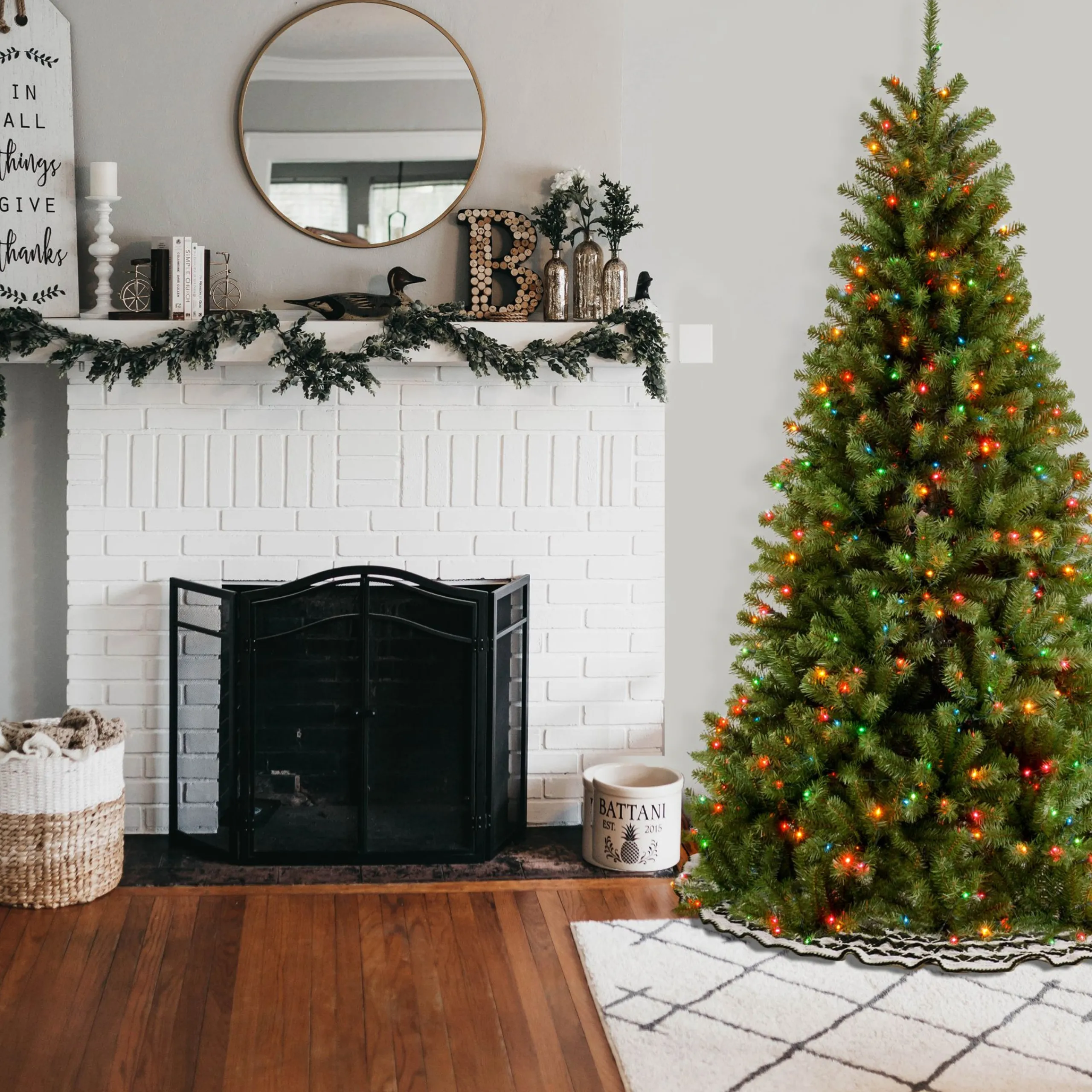 National Tree Company 6 And 6.5 Feet Tall>6.5' Pre-Lit North Valley Spruce Artificial Christmas Tree, Multicolor Lights