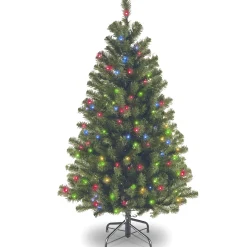 National Tree Company 4 And 4.5 Feet Tall>4.5' Pre-Lit North Valley Spruce Artificial Christmas Tree, Multicolor Lights
