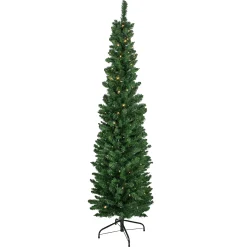 Northlight 6 And 6.5 Feet Tall>6' Pre-Lit Northern Balsam Fir Pencil Artificial Christmas Tree, Warm Clear Led Lights
