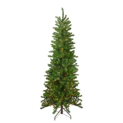 Northlight 7 And 7.5 Feet Tall>7.5' Pre-Lit Pencil Canadian Pine Artificial Christmas Tree - Multicolor Lights