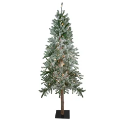Northlight 7 And 7.5 Feet Tall>7' Pre-Lit Pencil Flocked Alpine Artificial Christmas Tree - Clear Lights