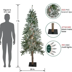 Northlight 7 And 7.5 Feet Tall>7' Pre-Lit Pencil Flocked Alpine Artificial Christmas Tree - Clear Lights