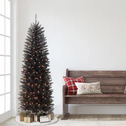 CC Christmas Decor Pre-Lit Traditional Trees>6.5' Pre-Lit Pencil Fraser Fir Artificial Christmas Tree, Clear Lights