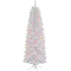 CC Christmas Decor Pre-Lit Traditional Trees>6.5' Pre-Lit Pencil Fraser Fir Artificial Christmas Tree, Multi-Color Lights