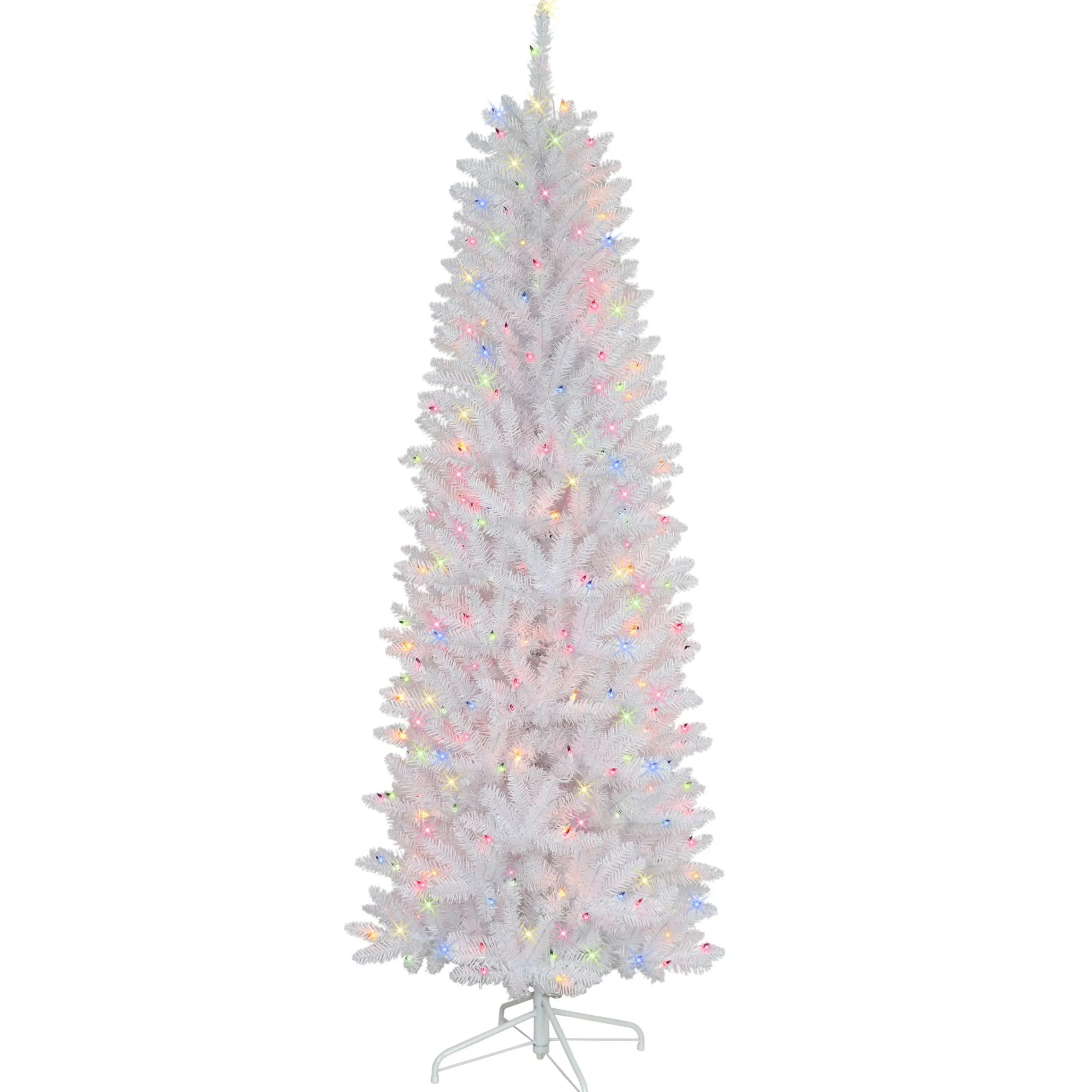 CC Christmas Decor Pre-Lit Traditional Trees>6.5' Pre-Lit Pencil Fraser Fir Artificial Christmas Tree, Multi-Color Lights