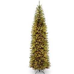 National Tree Company 9 And 9.5 Feet Tall>9' Pre-Lit Pencil Kingswood Fir Artificial Christmas Tree, Clear Lights