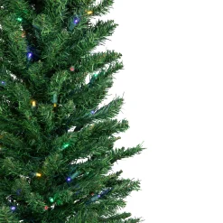 Northlight 6 And 6.5 Feet Tall>6' Pre-Lit Pencil Northern Balsam Fir Artificial Christmas Tree, Multi Led Lights