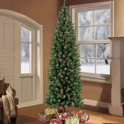 CC Christmas Decor Pre-Lit Traditional Trees>6.5' Pre-Lit Pencil Northern Fir Artificial Christmas Tree, Clear Lights