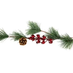 Northlight 6.5' Pre-Lit Pine And Berry Artificial Christmas Garland, Warm White Led Lights