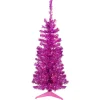 Northlight Pink Trees>4' Pre-Lit Pink Artificial Tinsel Christmas Tree, Clear Lights
