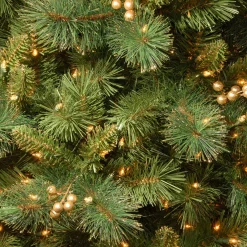 National Tree Company Potted Trees>4' Pre-Lit Potted Berries And Cones Medium Artificial Christmas Tree, Clear Lights