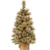 National Tree Company 3 And 3.5 Feet Tall>3' Pre-Lit Potted Bristle Pine Artificial Christmas Tree, White Led Lights