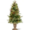 National Tree Company Potted Trees>4' Pre-Lit Potted Colonial Entrance Artificial Christmas Tree, Clear Lights