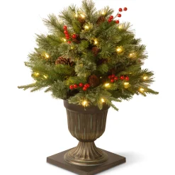 National Tree Company 2.5 Feet Tall And Smaller>2' Pre-Lit Potted Colonial Porch Bush Artificial Christmas Tree, Clear Lights