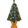 National Tree Company Potted Trees>3' Pre-Lit Potted Fiber Optic Medium Artificial Christmas Tree, Multicolor Lights