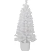 Northlight 3 And 3.5 Feet Tall>3.5' Pre-Lit Potted Flocked Winter Pine White Tinsel Artificial Christmas Tree, Clear Lights