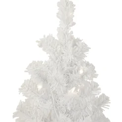 Northlight 3 And 3.5 Feet Tall>3.5' Pre-Lit Potted Flocked Winter Pine White Tinsel Artificial Christmas Tree, Clear Lights