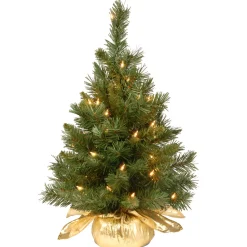 National Tree Company Potted Trees>2' Pre-Lit Potted Majestic Fir Tree Artificial Christmas Tree, Clear Lights