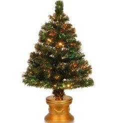 National Tree Company Potted Trees>2.5' Pre-Lit Potted Medium Artificial Christmas Tree, Multicolor Led Lights
