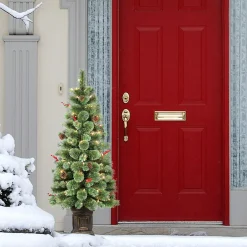 CC Christmas Decor Pre-Lit Traditional Trees>4.5' Pre-Lit Potted Natural Pine Artificial Christmas Tree, Clear Lights